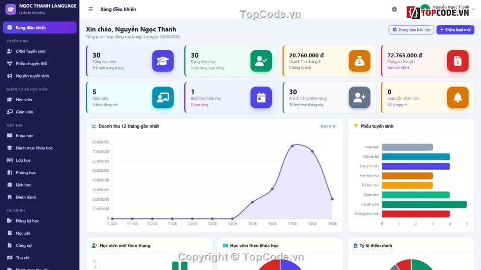 quản lý trung tâm ngoại ngữ,Đồ án web PHP,Quản lý trung tâm tin học